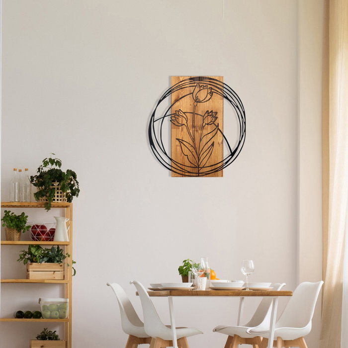 Wallity Tulip Accesorio decorativo de pared Negro y Nogal